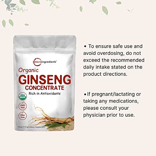 Organic Red Panax Ginseng Powder, 4 Oz, Max Strength