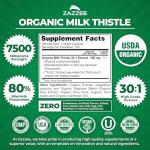 Zazzee Organic Milk Thistle Extract Capsules, 7500 mg