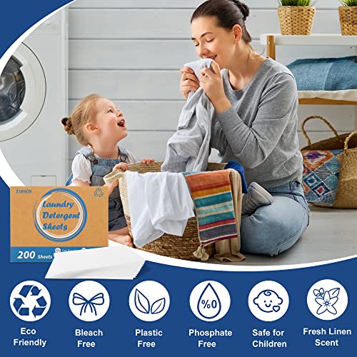Eco-Friendly Laundry Sheets, Fresh Linen Scent, 200 Loads