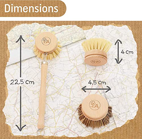 Eco-Friendly Wooden Dish Brush & Sponge Set