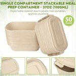 Eco-Friendly Bamboo Meal Prep Containers - 50 Pack