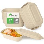 Eco-Friendly Bamboo Meal Prep Containers - 50 Pack