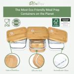 EcoPreps Glass Meal Containers with Bamboo Lids (3 Pack)