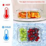 EcoPreps Glass Meal Containers with Bamboo Lids (3 Pack)