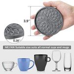 ME.FAN Silicone Coasters [6 Pack] Coasters with Holder - Drinking Coasters - Cup Mat for Drinks - Live for Hot or Cold Drink Thickened, Non-Slip, Non-Stick, Deep Tray Black