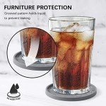 ME.FAN Silicone Coasters [6 Pack] Coasters with Holder - Drinking Coasters - Cup Mat for Drinks - Live for Hot or Cold Drink Thickened, Non-Slip, Non-Stick, Deep Tray Black