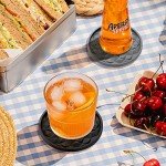 ME.FAN Silicone Coasters [6 Pack] Coasters with Holder - Drinking Coasters - Cup Mat for Drinks - Live for Hot or Cold Drink Thickened, Non-Slip, Non-Stick, Deep Tray Black