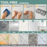 Veken Stainless Steel Shower Caddy 6-Pack, No Drilling & Rustproof, Waterproof Adhesive Shelves Rack with Soap Holder, Large Capacity Bathroom Organizers and Storage, Wall-Mounted Kitchen & Home Decor