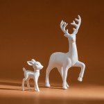 2 Pcs, Room Decor Mother Deer Cute Kids Room Decor Sculptures Kawaii Sculptures Christmas Home Decoration Fawn Figurines