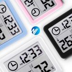 Digital Desk Wall Clock with Temperature Humidity Large Display  Battery Operated clock for Home Kitchen Office Desk Decorations