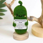 Knitted Cucumber Potato Handmade Emotional With Card Home Crochet Decoration Funny Knitting Gift Support Pickled Cucumber Gift