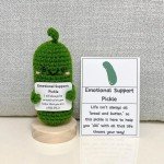 Knitted Cucumber Potato Handmade Emotional With Card Home Crochet Decoration Funny Knitting Gift Support Pickled Cucumber Gift