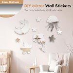 12" x 12" Acrylic Flexible Mirror Sheets, 12 Pack Self-Adhesive Mirror Tiles, Square Cuttable Wall Stickers, Non-Glass, Safety Reflective for DIY Craft Home Wall Decor
