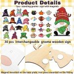 Blulu Interchangeable Wooden Gnome Decor DIY Holiday Spring Easter Summer Day Seasonal Tiered Tray Decoration with Magnet Gnomes Pieces Welcome Sign for Decorations(Cute)
