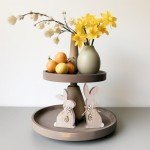 OYATON 2 Piece Easter Wooden Bunny Decor - Farmhouse Sitting Wood Bunnies Sign for Tabletop and Mantel Decorations - Unfinished Rabbit Blocks for Easter and Spring DIY Home Décor