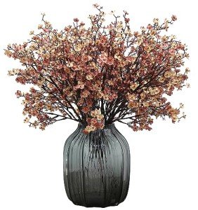 JAKY-Global Babys Breath Silk Artificial Flowers 6 Bundle European Fake Flowers Decor Wedding Party Fall Stems Decoration Bouquets DIY Home Garden,Farmhouse,Living Room Decor (Beige Brown-6pcs)