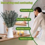 11 PCS Real Dried Eucalyptus Stem for Shower & Bathroom Decor - 17'' Large Natural Fresh Eucalyptus Leaves Hanging Plants, Shower Stuff Green Home Vase Decor, DIY