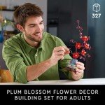 LEGO Icons Plum Blossom Building Sets for Adults - Artificial Flower for Dinner Table Centerpiece, Living Room Home Decor, Ages 18+ - DIY Craft Kits - 10369