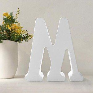 Wood Letters 4.3 Inch, White Unfinished Wood Letters for Graft, Wooden Letters for Wall Decor, Standing Letters for Bedroom, Home, Birthday, Party, DIY Graft (M)