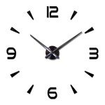 FASHION in THE CITY 3D DIY Wall Clock Creative Design Mirror Surface Wall Decorative Sticker Watches (Black)