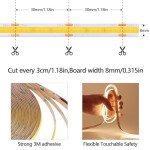 KXZM 49.2ft/15M DC 24V COB LED Strip Light Warm White 3000K 5760LEDs CRI 93+ 11000lm Uniform Glow IP20 Not Waterproof Flexible LED Tape Lights for DIY Cabinet Bedroom Home Decor(No Power Supply)