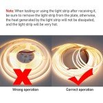 KXZM 49.2ft/15M DC 24V COB LED Strip Light Warm White 3000K 5760LEDs CRI 93+ 11000lm Uniform Glow IP20 Not Waterproof Flexible LED Tape Lights for DIY Cabinet Bedroom Home Decor(No Power Supply)