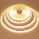 KXZM 49.2ft/15M DC 24V COB LED Strip Light Warm White 3000K 5760LEDs CRI 93+ 11000lm Uniform Glow IP20 Not Waterproof Flexible LED Tape Lights for DIY Cabinet Bedroom Home Decor(No Power Supply)