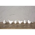 Set of 6 White Ceramic Birds