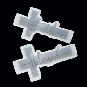 Fuehbur (More Styles Optional) Faith and Blessed Cross 2 Pack Pendant Silicone Scented Epoxy Resin Mould for DIY Home Decor Gifts Making, 2PCS