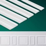 Coengwui Peel and Stick Wall Molding, Chair Rail Wainscoting Panel, Finish Trim for Home Decoration (Paintable White, 9.8ft x 1.3in)