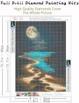 Moonlight Diamond Art Kits for Adults, Beach DIY Diamond Painting Kits for Adults Beginners, Seaside 5D Full Drill Diamond Dots with Diamond Gem Art and Crafts for Home Wall Decor 12 x 16 inch