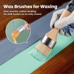 Mister Rui Chalk Paint Brush, 4 pcs Wax Paint Brush Set, Wax Brushes for Waxing and Stenciling, Natural Bristles Round Paint Brushes, Ideal for DIY Home Decor, Art Crafts