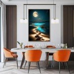 Moonlight Diamond Art Kits for Adults, Beach DIY Diamond Painting Kits for Adults Beginners, Seaside 5D Full Drill Diamond Dots with Diamond Gem Art and Crafts for Home Wall Decor 12 x 16 inch