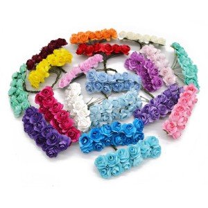 144pcs ArtificialFlowers simulation paper Rose Outdoor courtyard UV protection Garden Wedding Home Diy gift Candy Box Decoration