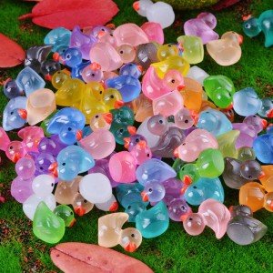 50/100PCS Luminous Mini Ducks Moss Microlandscape Miniature Duck Figurines Fairy Garden Accessories Home Decor Glow in The Dark