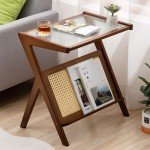 Z Shaped Side Table Creative Tea Coffee Table With Rack For Household Sofa Corner Living Room Bedroom Small Apartment Supplies