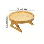 Foldable Couch Tray Bamboo Sofa Clip on Side Table for Wide Couches Arm Cup Holder Portable Armrest Tray for Snacks Drinks Coffe