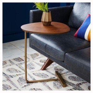 Lazy Bedside Reading Oval Coffee Table Tea Solid Wood Counter Top Simple Modern Side Table Iron Art Sofa Corner Table