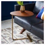 Lazy Bedside Reading Oval Coffee Table Tea Solid Wood Counter Top Simple Modern Side Table Iron Art Sofa Corner Table