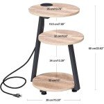 Coffe Table With Charging Station Side Table Accent Table With 3-Tier Shelves Coffee Tables for Living Room Mesas Furniture Home