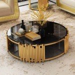 Glass Coffee Table Black Stainless Steel Leg Base White Mirror Glass Side Table Modern Round Pure Glass Top Small Coffee Table