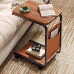 C Shaped Sofa Side Table Double Layer Movable Simple Square Small Side Table for Sofas Living Rooms Bedside Areas accessories