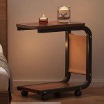 C Shaped Sofa Side Table Double Layer Movable Simple Square Small Side Table for Sofas Living Rooms Bedside Areas accessories