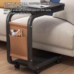 C Shaped Sofa Side Table Double Layer Movable Simple Square Small Side Table for Sofas Living Rooms Bedside Areas accessories