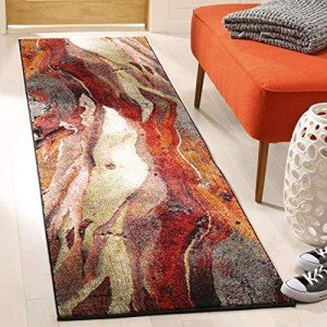 Red Multi Abstract Runner Rug - 2'3" x 8