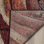 Red Multi Abstract Runner Rug - 2'3" x 8