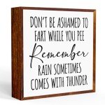 Funny Bathroom Quotes Wooden Box Sign Decor