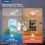 Amico 42-Inch Flush Mount Ceiling Fan with Lights