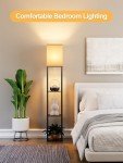 Stylish Floor Lamp with Shelves and LED Bulb