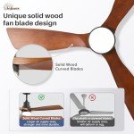 52" Solid Wood Ceiling Fan with Remote Control